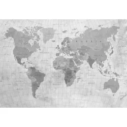 Fototapeta Mapa Świata – Monochromatyczna Geografia i Kontynenty