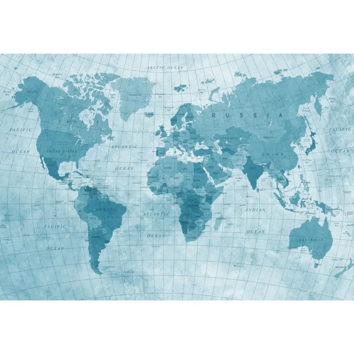 Fototapeta Mapa Świata – Globus i Kontynenty w Niebieskiej Tonacji – produkt