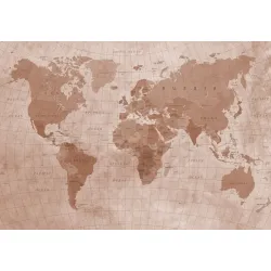 Fototapeta Mapa Świata – Styl Vintage i Geografia w Sepii