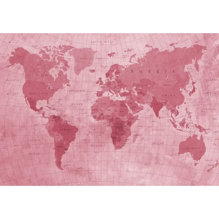 Fototapeta Mapa Świata – Kontynenty i Oceany w Czerwieni – produkt