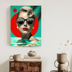 Plakat Kobieta w Okularach – Styl Retro i Wakacyjny Klimat Miami