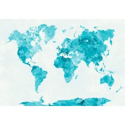 Fototapeta Mapa Świata – Akwarelowa Podróż przez Kontynenty