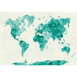 Fototapeta Mapa Świata – Akwarelowa Geografia w Zieleni