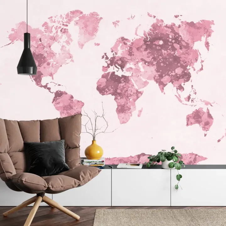 Fototapeta Akwarela Mapa Świata – Podróże i Kontynenty w Artystycznym Stylu