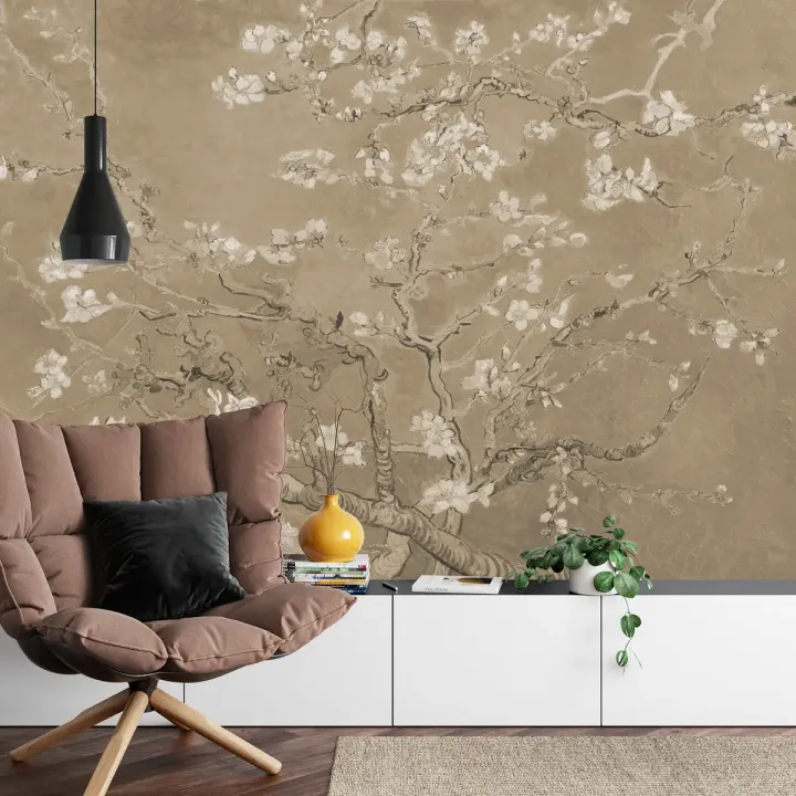 Fototapeta Kwiaty Van Gogha – Styl Vintage i Natura w Sepii