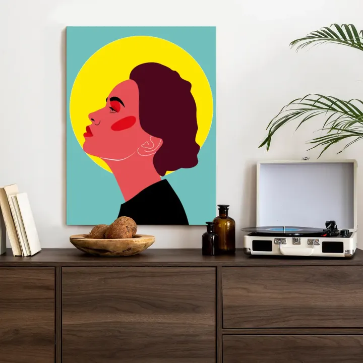 Plakat Zamyślona Kobieta – Portret Pop Art w Stylu Retro