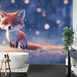 Fototapeta Las Zimowy – Lis w Śnieżnym Krajobrazie