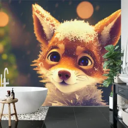 Fototapeta Little Fox – Zimowy Krajobraz Leśny w Świetle Słońca
