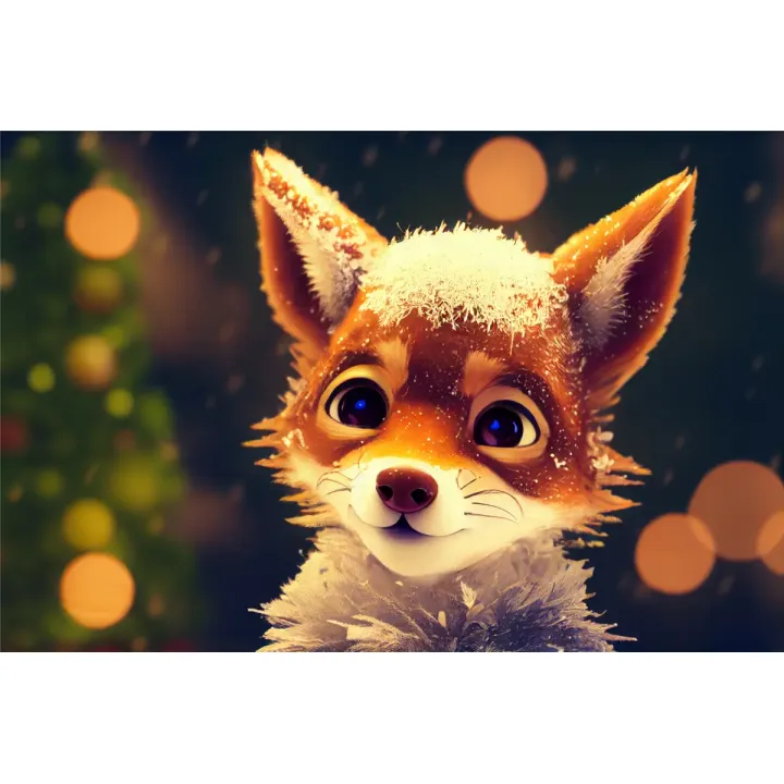 Fototapeta Little Fox – Zimowy Krajobraz Leśny w Świetle Słońca – produkt