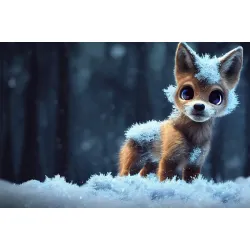 Fototapeta Red Fox In The Snow – Lis Rudy w Zimowym Lesie