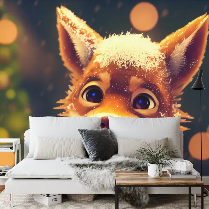Fototapeta Little Fox – Zimowy Krajobraz Leśny w Świetle Słońca