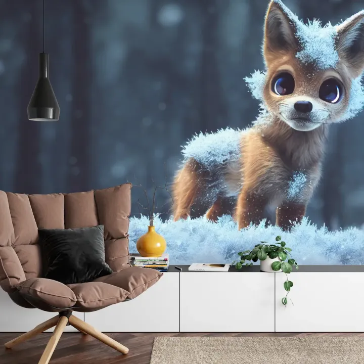 Fototapeta Red Fox In The Snow – Lis Rudy w Zimowym Lesie