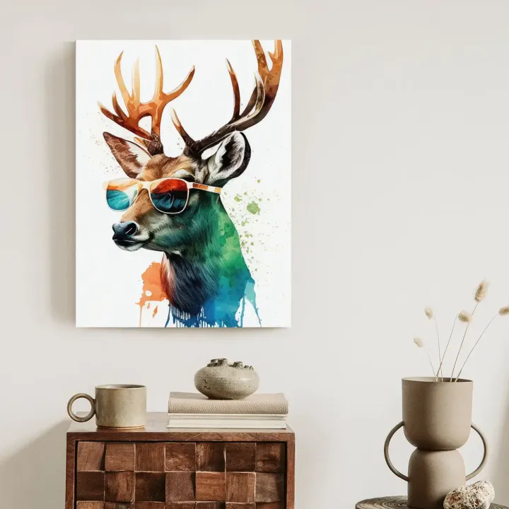Plakat Jeleń w Okularach – Abstrakcja i Pop-Art