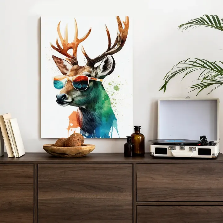 Plakat Jeleń w Okularach – Abstrakcja i Pop-Art