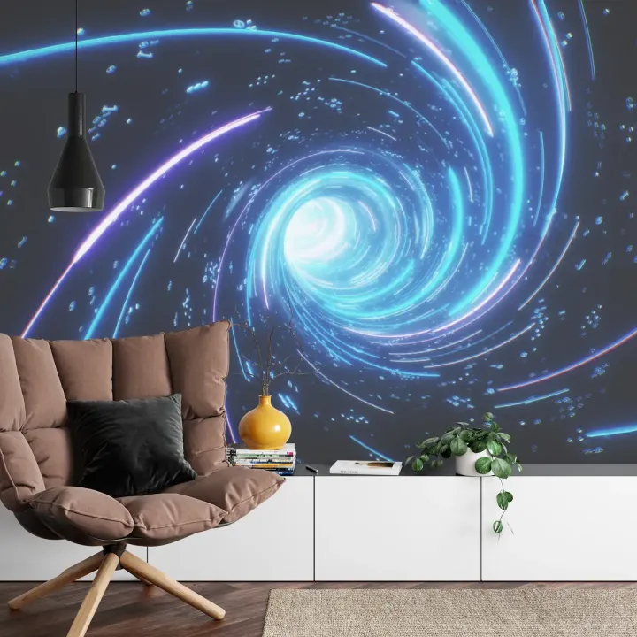 Fototapeta Cyfrowy Tunel – Big Data i Neonowa Abstrakcja