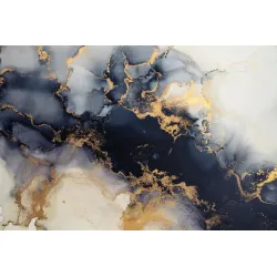 Fototapeta Marble Ink – Abstrakcyjne Krople Atramentu i Złote Akcenty