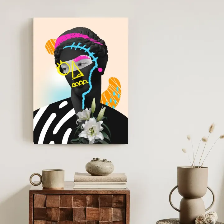 Plakat Antyczna Rzeźba – Współczesny Kolaż w Stylu Pop-Art