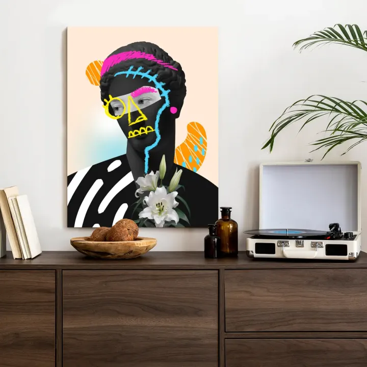 Plakat Antyczna Rzeźba – Współczesny Kolaż w Stylu Pop-Art