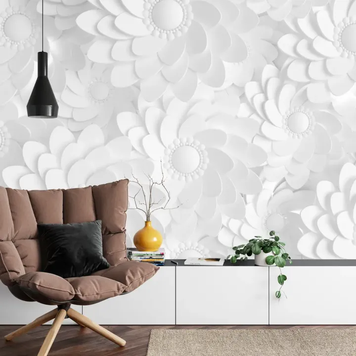 Fototapeta Kwiaty z Papieru – Abstrakcyjna Dekoracja w Stylu Rzemieślniczym