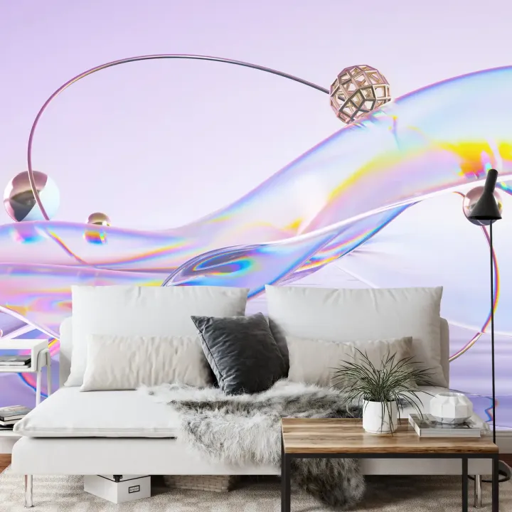 Fototapeta Abstract 3D Render – Holograficzna Abstrakcja Geometryczna