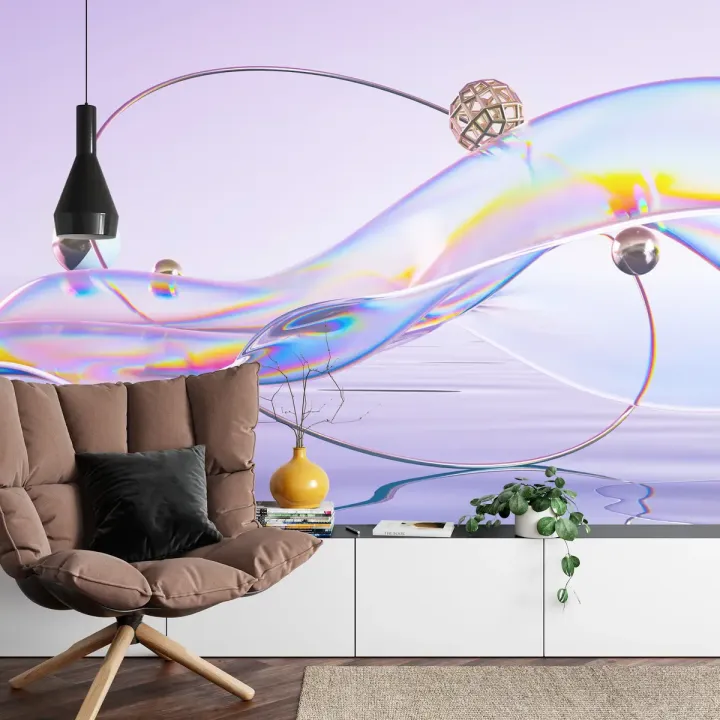 Fototapeta Abstract 3D Render – Holograficzna Abstrakcja Geometryczna