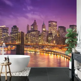 Fototapeta Nowy Jork – Manhattan i Most Brookliński o Nocy