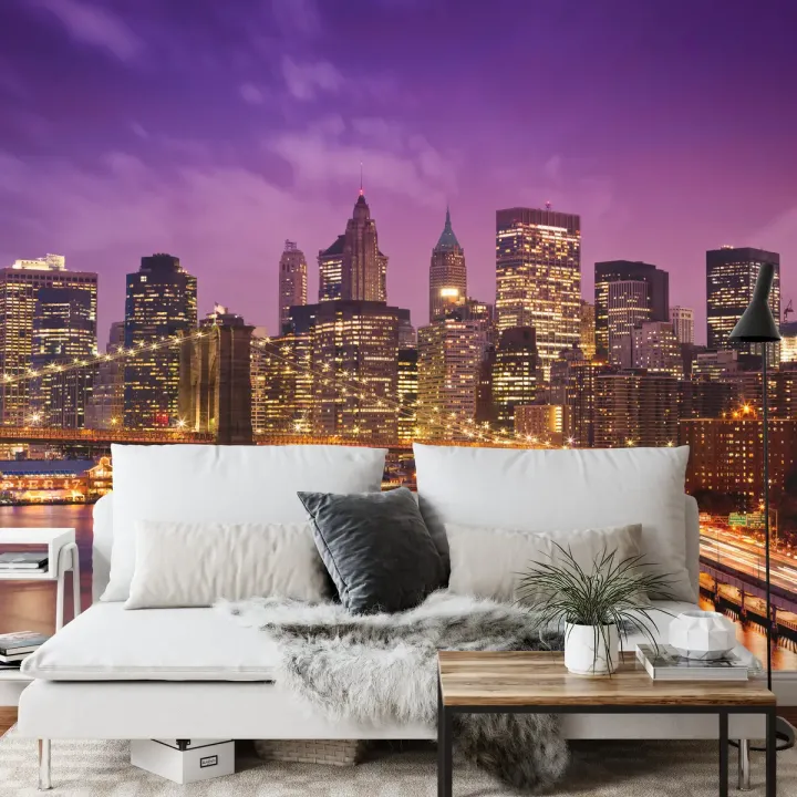 Fototapeta Nowy Jork – Manhattan i Most Brookliński o Nocy