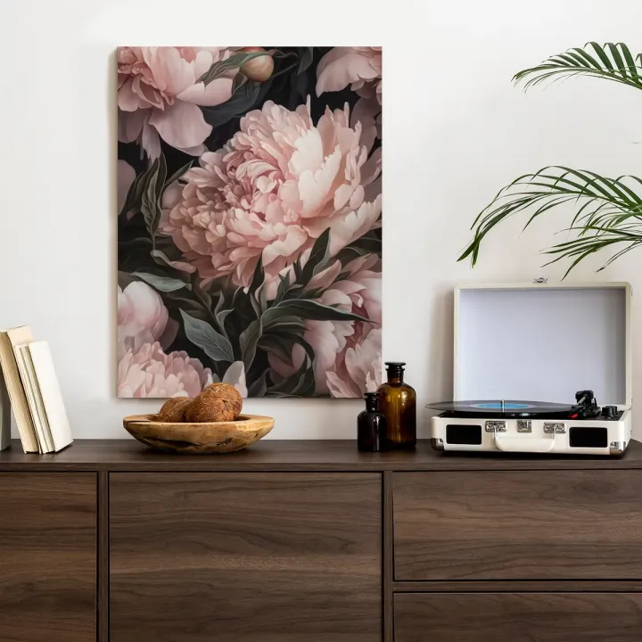 Plakat Bukiet Pastelowych Piwonii – Kwiatowa Kompozycja w Różu