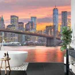 Fototapeta Manhattan – Skyline i Most Brookliński w Nowym Jorku