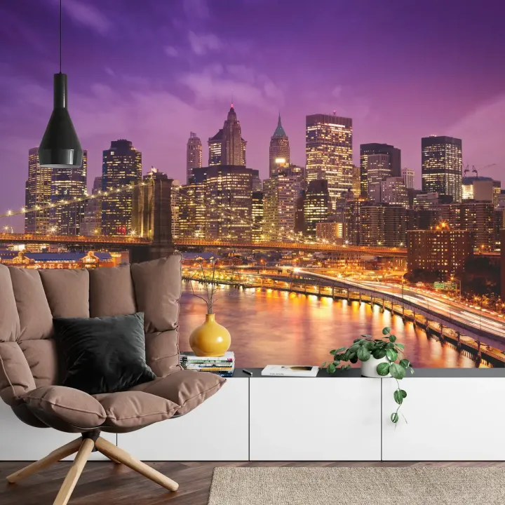 Fototapeta Nowy Jork – Manhattan i Most Brookliński o Nocy