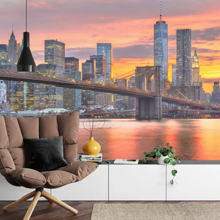 Fototapeta Manhattan – Skyline i Most Brookliński w Nowym Jorku