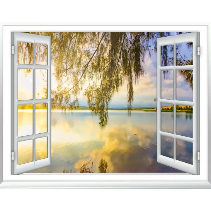 Fototapeta Widok z Okna – Jezioro i Natura w Słońcu – produkt
