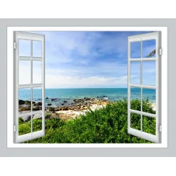 Fototapeta Sea View Open Window – Nadmorski Krajobraz z Widokiem na Morze