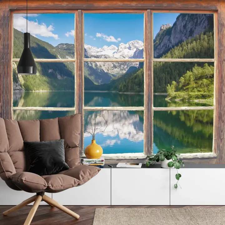Fototapeta Fensterblick Gosausee – Alpejski Krajobraz z Jeziorem Górskim