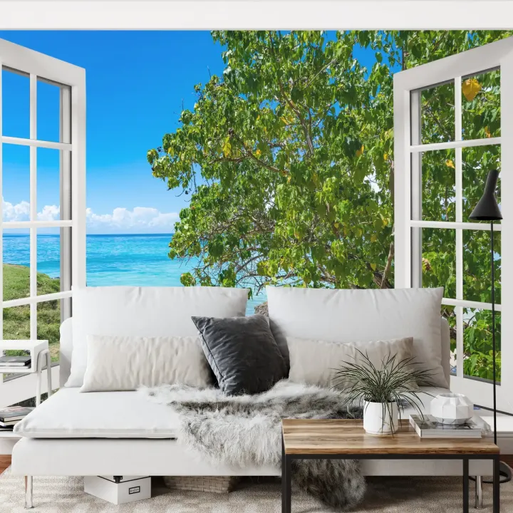 Fototapeta Open Window To The Sea – Nadmorski Krajobraz z Plażą i Słońcem