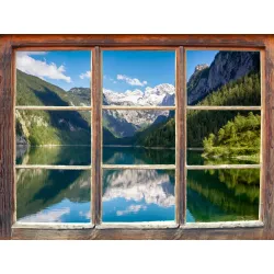 Fototapeta Fensterblick Gosausee – Alpejski Krajobraz z Jeziorem Górskim