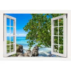 Fototapeta Open Window To The Sea – Nadmorski Krajobraz z Plażą i Słońcem