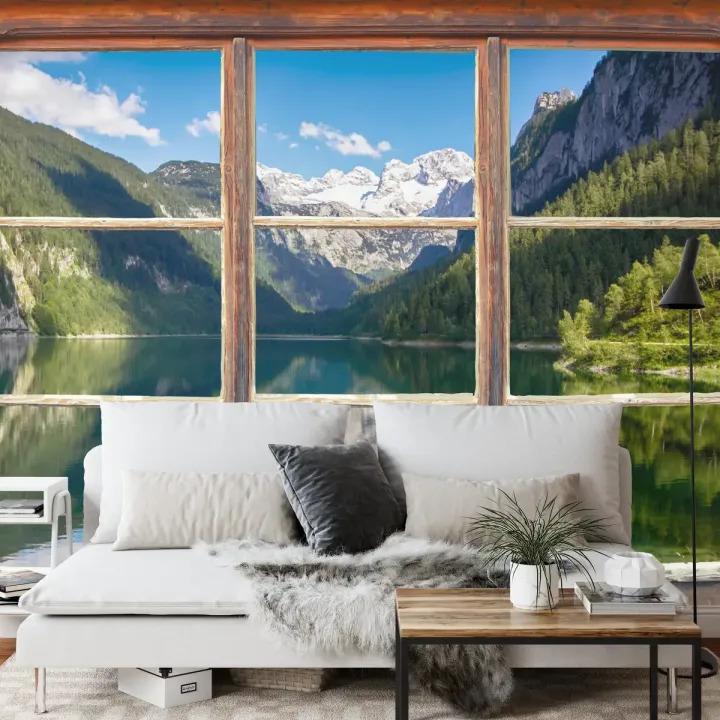 Fototapeta Fensterblick Gosausee – Alpejski Krajobraz z Jeziorem Górskim