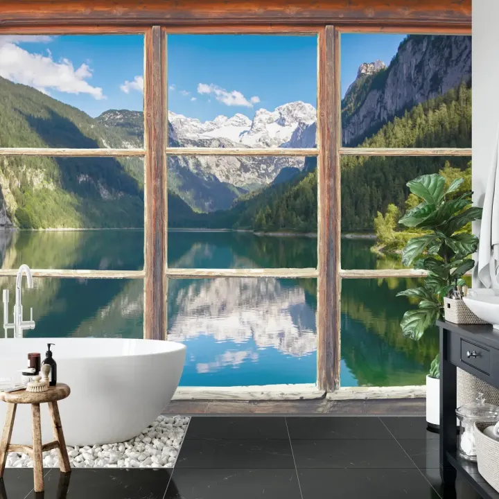 Fototapeta Fensterblick Gosausee – Alpejski Krajobraz z Jeziorem Górskim