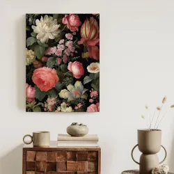 Plakat Kolorowe Kwiaty – Botaniczny Wzór z Różami i Chryzantemami