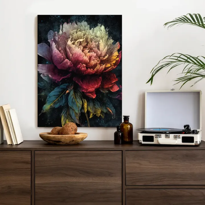 Plakat Abstrakcyjna Piwonia – Nowoczesna Grafika Botaniczna