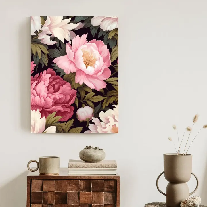 Plakat Romantyczne Piwonie – Kwiaty Ogrodowe w Botanicznym Klimacie