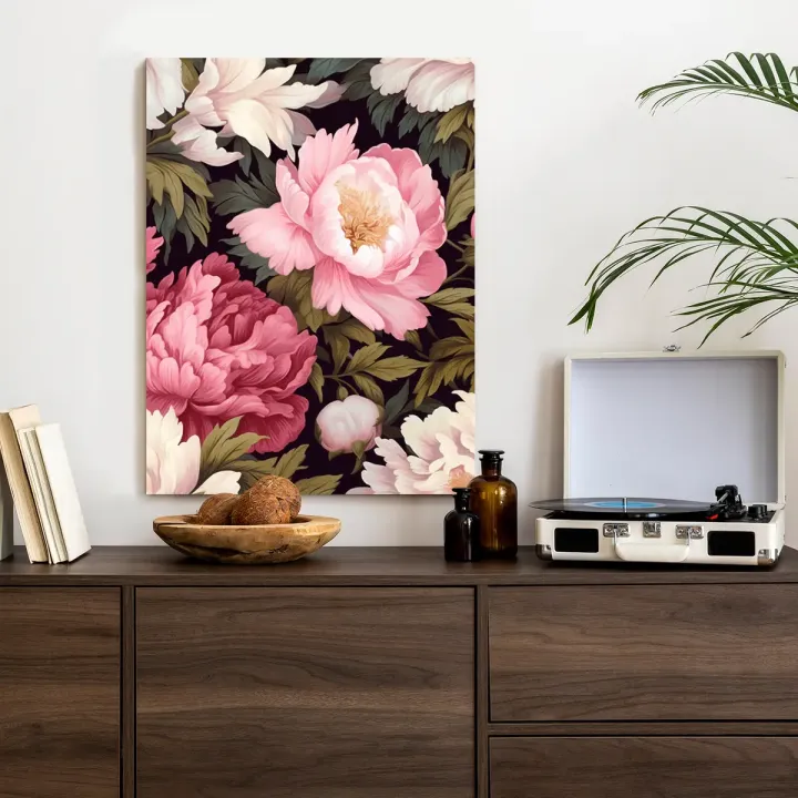 Plakat Romantyczne Piwonie – Kwiaty Ogrodowe w Botanicznym Klimacie