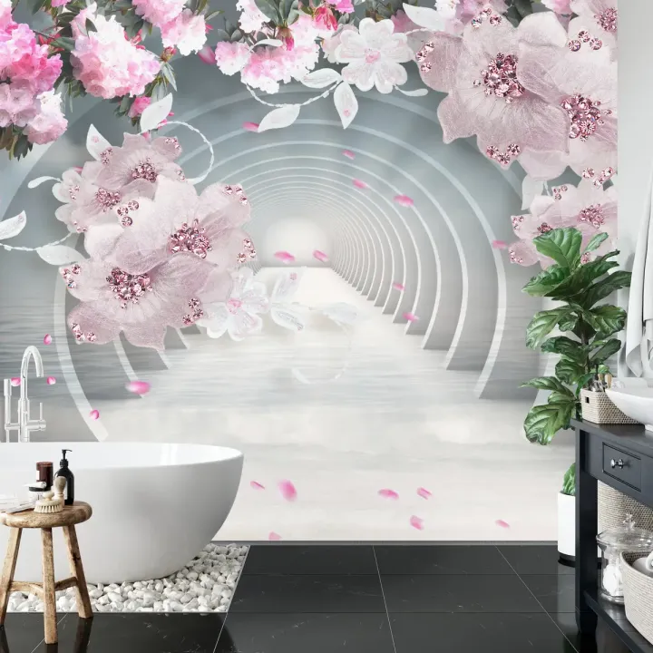 Fototapeta Kwiaty i Biżuteria – Abstrakcyjne Róże z Motywem Florystycznym
