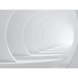 Fototapeta Abstract White Bent 3D Tunnel – Geometryczna Głębia i Świetlny Tunel