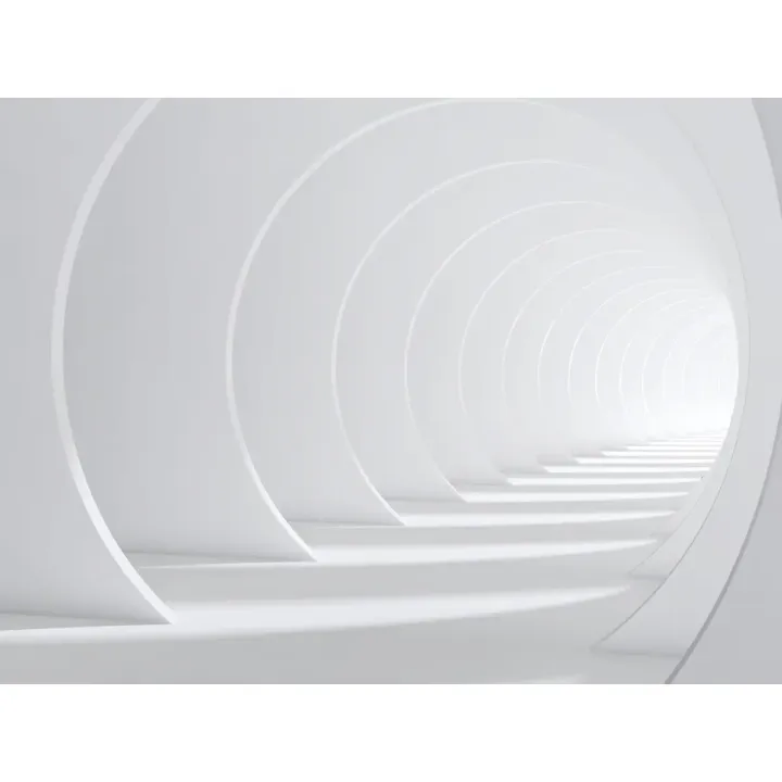 Fototapeta Abstract White Bent 3D Tunnel – Geometryczna Głębia i Świetlny Tunel – produkt