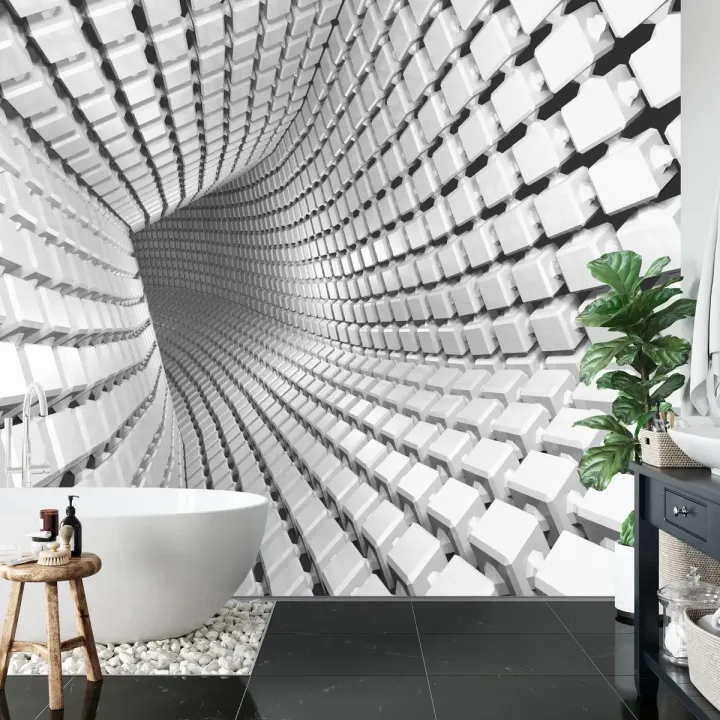Fototapeta Abstrakcja Geometryczna – Iluzja Optyczna i Głębia 3D