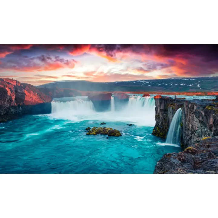 Fototapeta Wodospad Godafoss – Islandzki Krajobraz o Świcie – produkt
