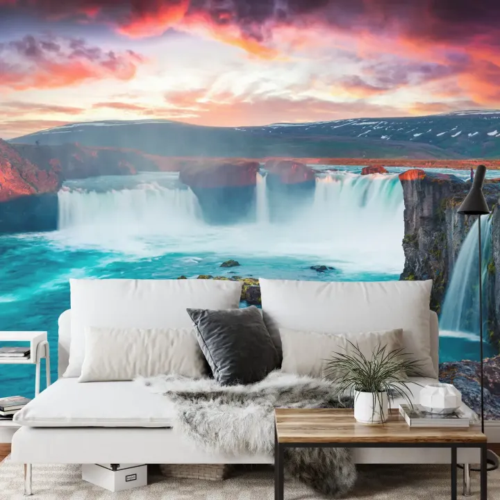 Fototapeta Wodospad Godafoss – Islandzki Krajobraz o Świcie