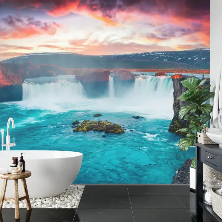 Fototapeta Wodospad Godafoss – Islandzki Krajobraz o Świcie